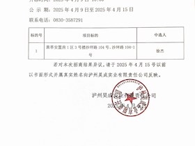 瀘州昊成實業(yè)有限責任公司第二十五批次招商結果公示